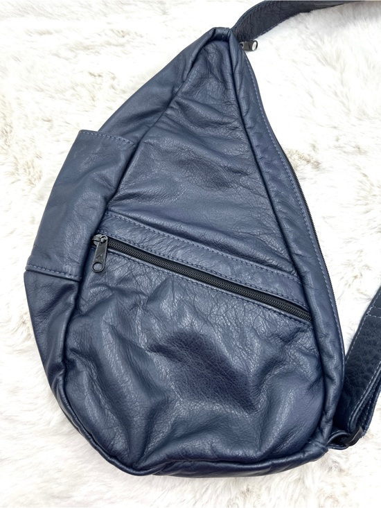 AmeriBag Classic Leather Healthy Back Bag Teardrop ergonomic Carry All Navy main image 4